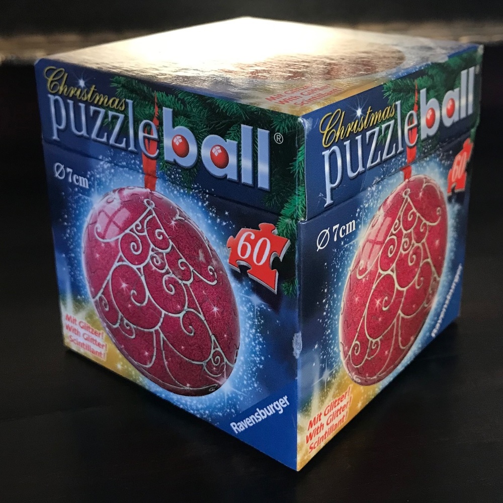 Christmas Puzzle Ball 60 Piece Round Ornament Red Silver Tree